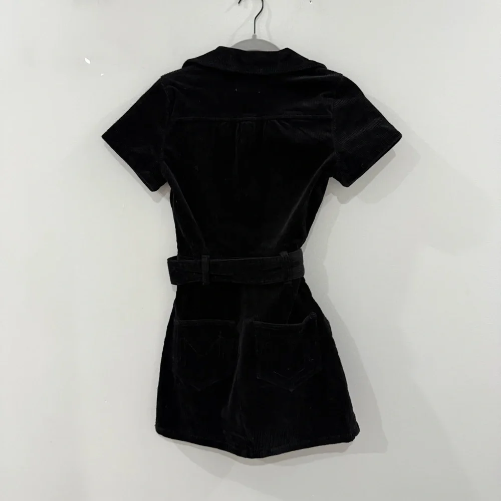 Show Me Your MuMu Dress Outlaw Mini Belted in Corduroy Black